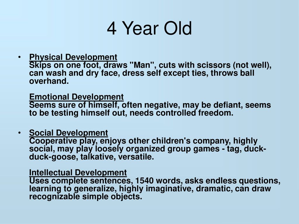 Intellectual development 4 years sale